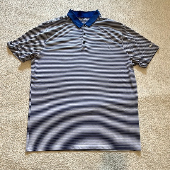 Nike Golf Dri-FIT Standard Fit Polo Shirt Blue Striped Athletic Mens XL - Picture 1 of 8